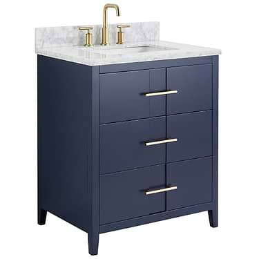 Iconic 30" Navy and Gold Vanity with Marble Counter
