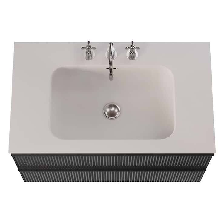 Astor Black 36" Single Vanity with Integrated White Solid SurfaceTop