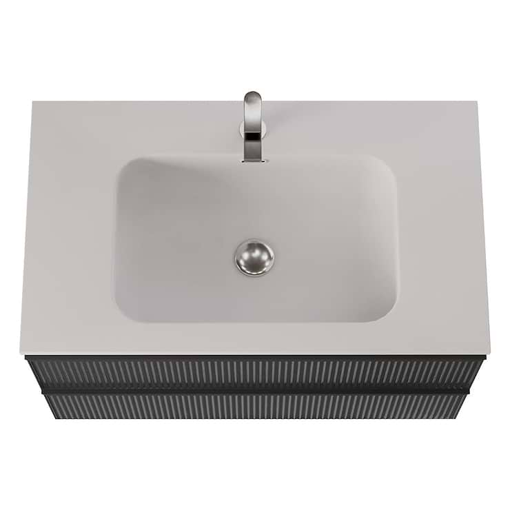 Astor Black 36" Single Vanity with Integrated White Solid SurfaceTop