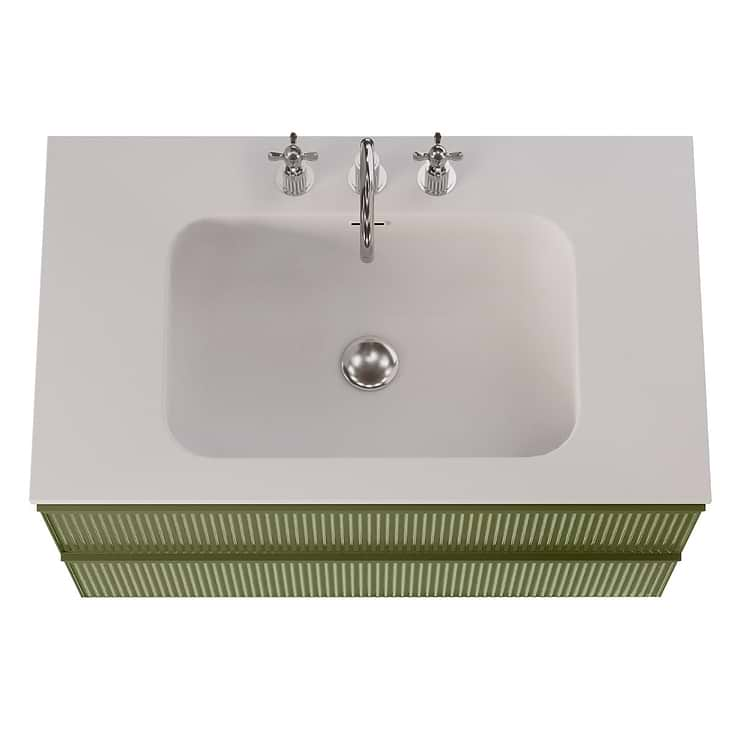 Astor Olive 36" Single Vanity with Integrated White Solid SurfaceTop