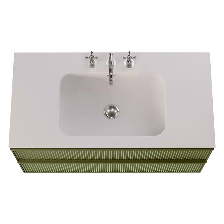 Astor Olive 42" Single Vanity with Integrated White Solid SurfaceTop