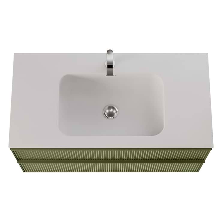 Astor Olive 42" Single Vanity with Integrated White Solid SurfaceTop