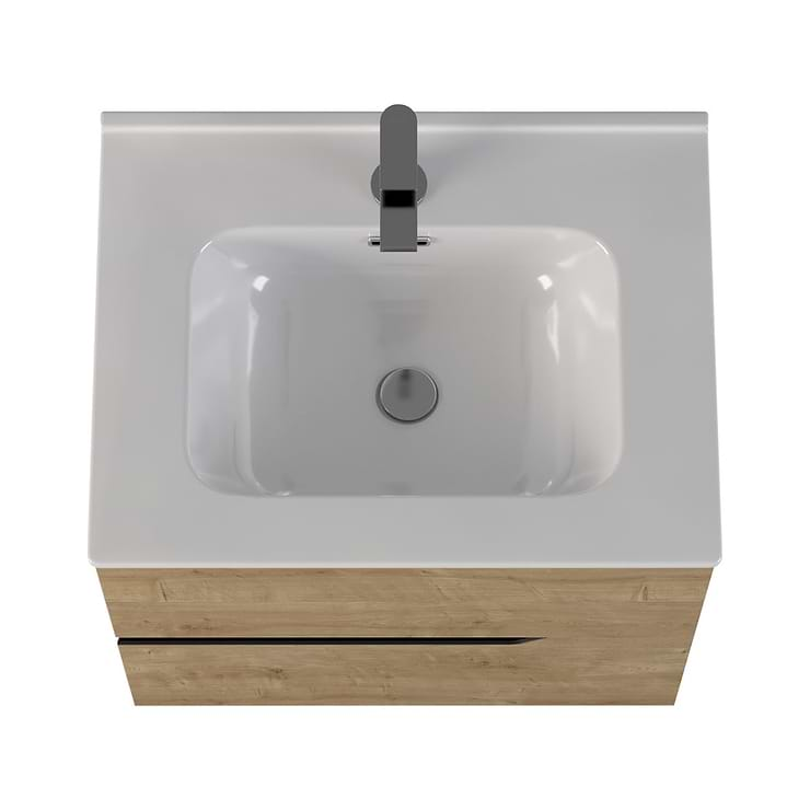 Duo Blonde Wood 24" Single Vanity with Integrated White Ceramic Top