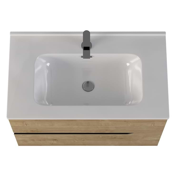 Duo Blonde Wood 32" Single Vanity with Integrated White Ceramic Top