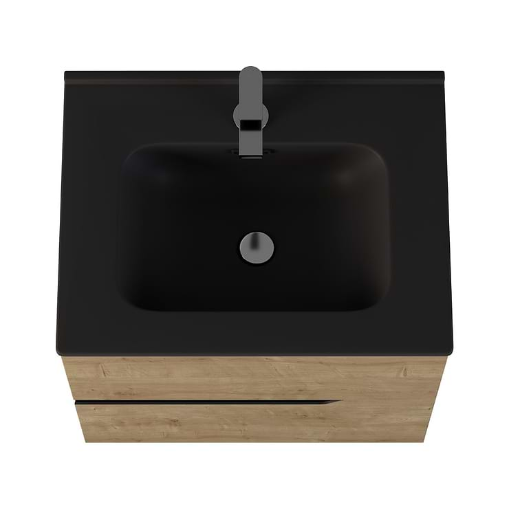 Duo Blonde Wood 24" Single Vanity with Integrated Black Ceramic Top