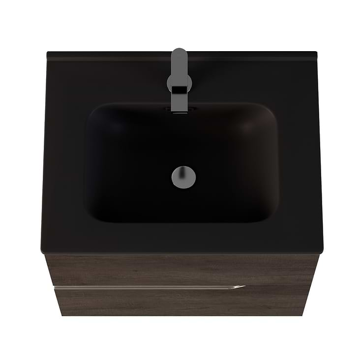 Duo Weathered Oak 24" Single Vanity with Integrated Black Ceramic Top