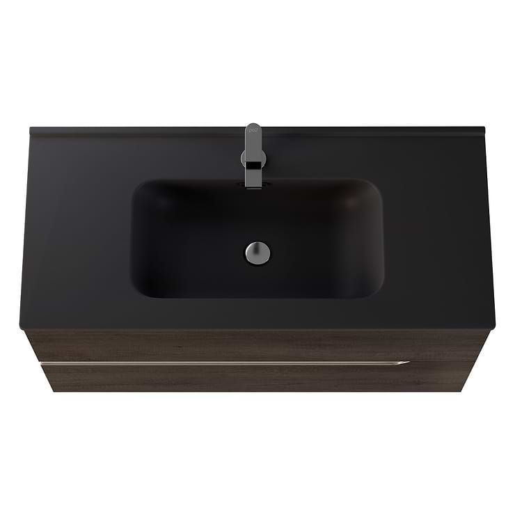 Duo Weathered Oak 40" Single Vanity with Integrated Black Ceramic Top