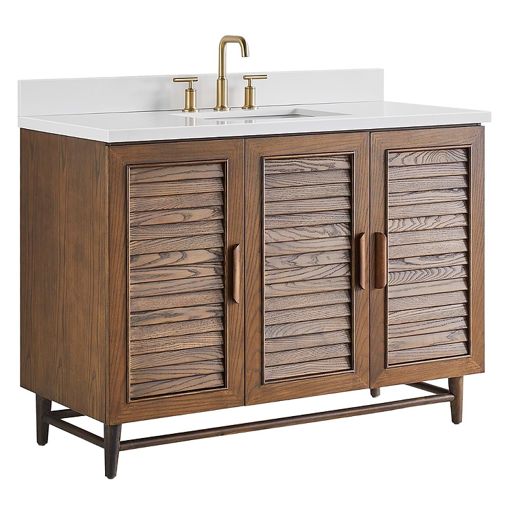 Lowell Dark Walnut 48" Single Vanity with Pure White Quartz Top