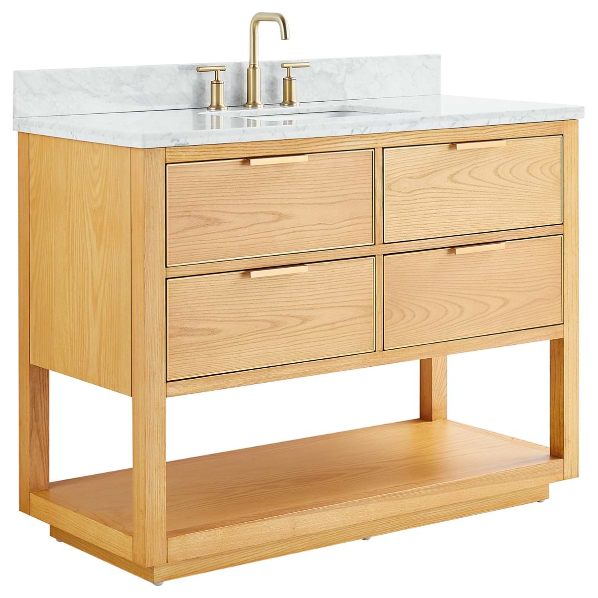 Dayton 48" Woodgrain Vanity with Carrara Marble Top and Ceramic Basin