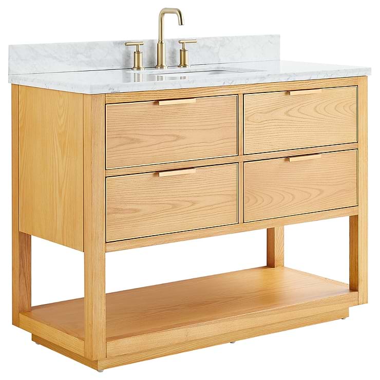 Dayton 48" Wood Grain Vanity with Marble Counter; in Style Ideas Cottage, Craftsman, Farmhouse, Mid Century, Rustic
