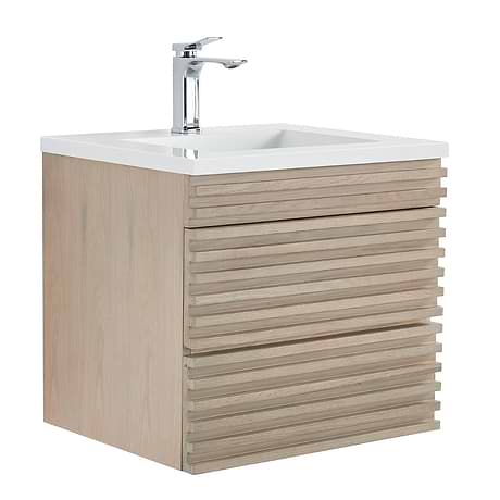 Gibson Light Wood 24" Single Vanity with Integrated White Acrylic Top
