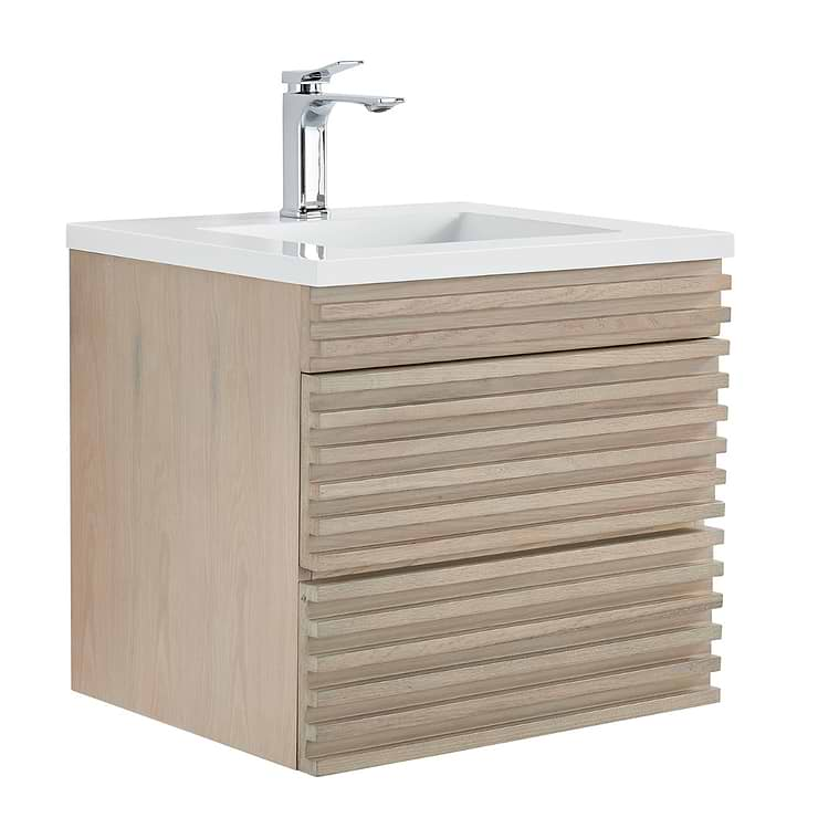 Gibson Light Wood 24" Single Vanity with Integrated White Acrylic Top