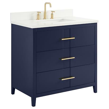 Iconic 36" Navy and Gold Vanity with Quartz Counter