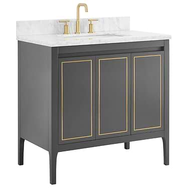 Province Black and Gold 36" Single Vanity with Carrara Marble Top