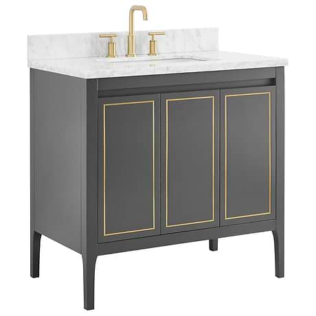 Province Charcoal and Gold 36" Single Vanity with Carrara Marble Top