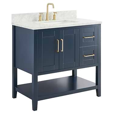 Sheraton 36" Navy Vanity with Marble Counter