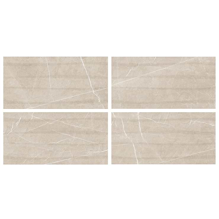 Autograph Vibe Crema Beige 24x48 3D Textured Marble Look Matte Porcelain Tile