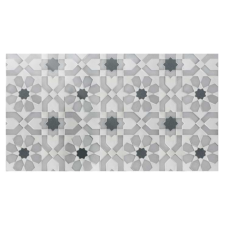 Cantico Fes Cloud Gray Mixed Finish Lava Stone and Cement Mosaic Tile