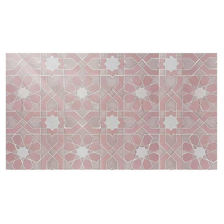 Cantico Fes Terracotta Rosa Mixed Polished Lava Stone and Cement Mosaic Tile