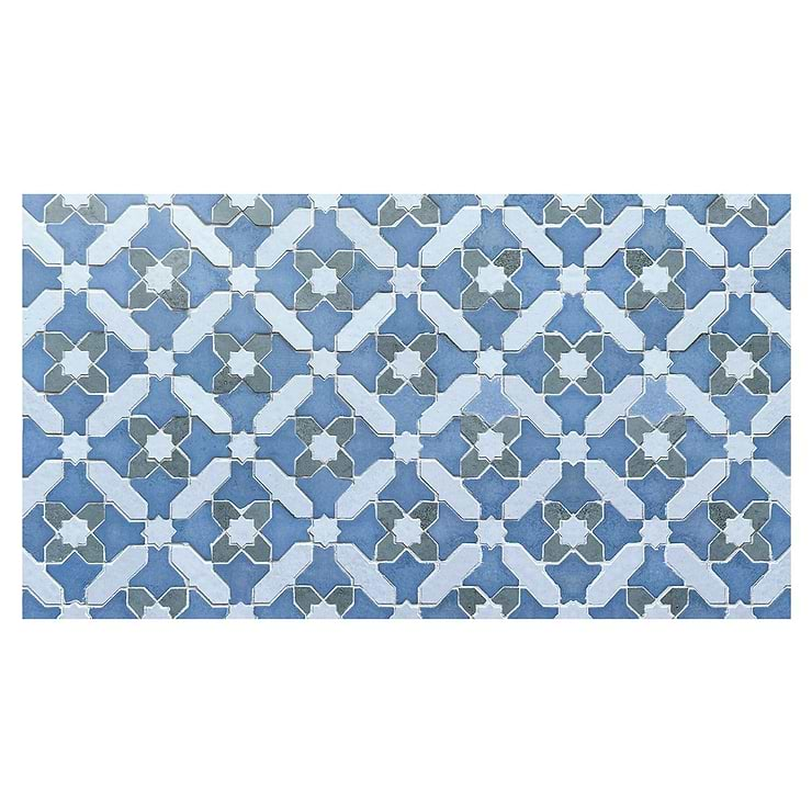 Cantico Safi River Blue Mixed Finish Lava Stone and Cement Mosaic Tile