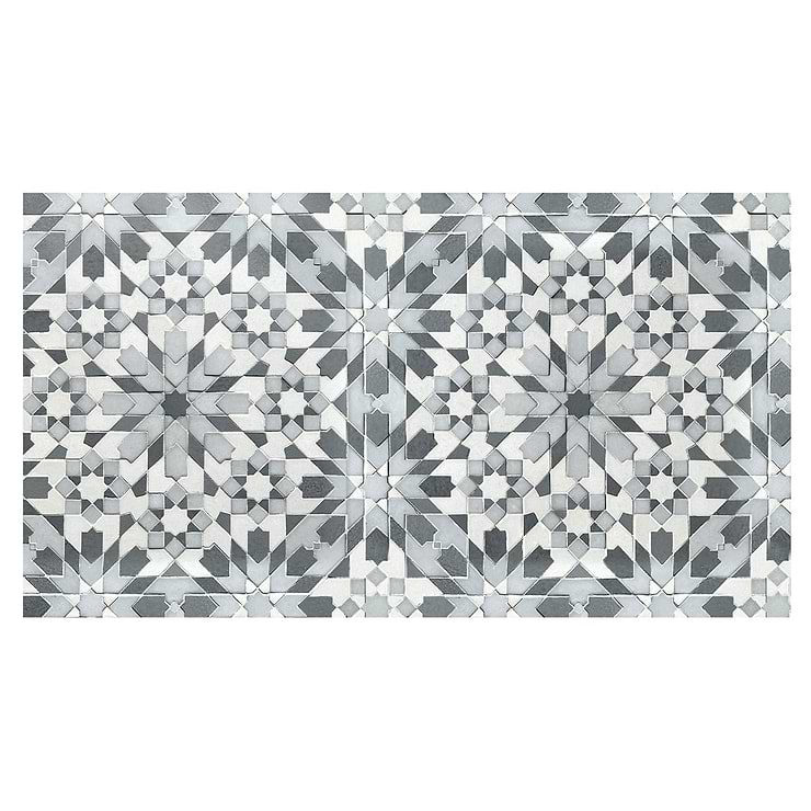 Cantico Taza Cloud Gray Mixed Finish Lava Stone and Cement Mosaic Tile