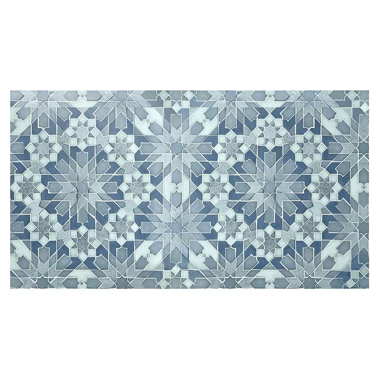 Cantico Taza Ocean Blue Mixed Finish Lava Stone and Cement Mosaic Tile