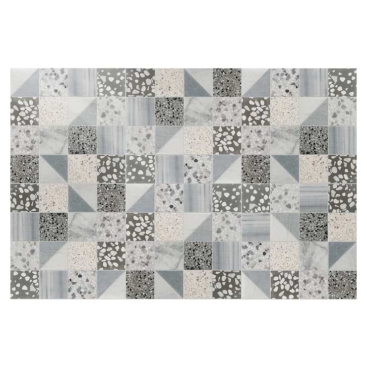 Elizabeth Sutton Artem Dove Gray 3x3 Polished & Honed Marble and Terrazzo Mosaic Tile