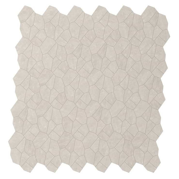 Era Linen White Organic Pattern Limestone Look Matte Porcelain Mosaic Tile