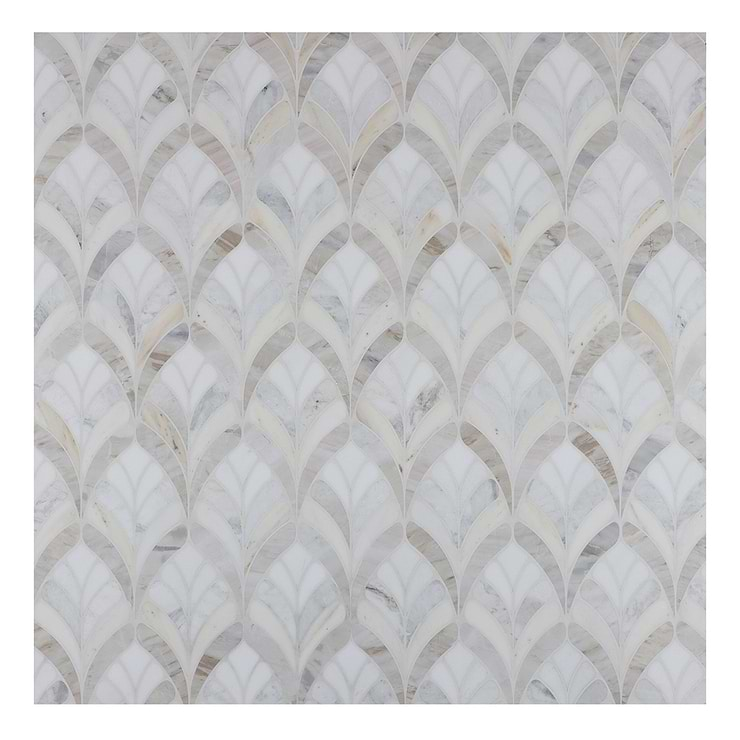 Konwalia Bianco White Floral Marble Mosaic Tile