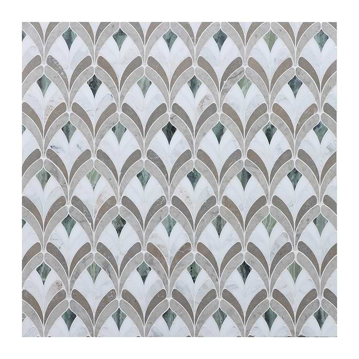 Konwalia Grigio Gray Floral Marble Mosaic Tile