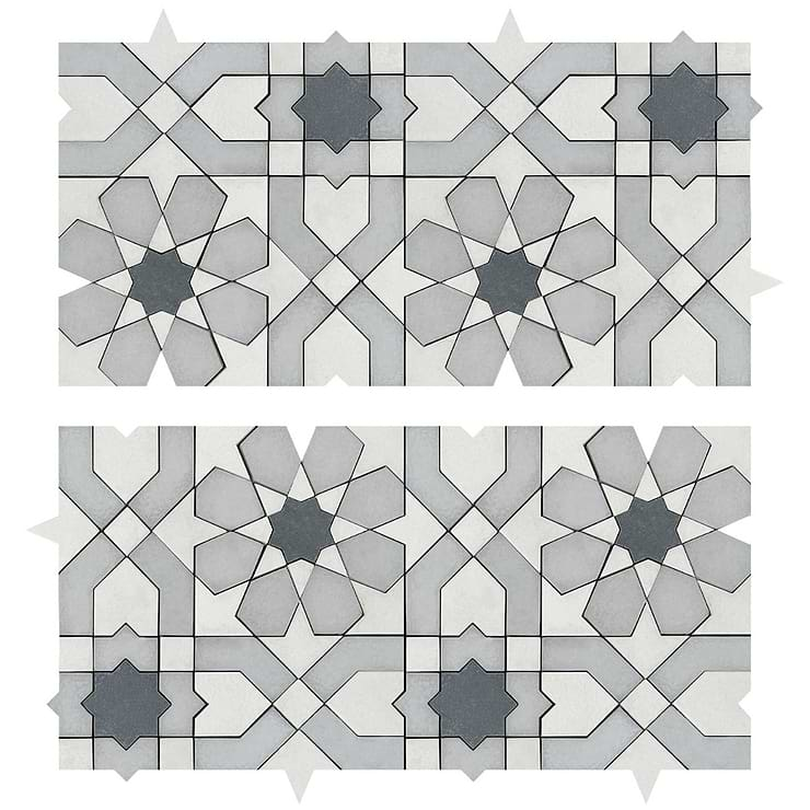 Cantico Fes Cloud Gray Mixed Finish Lava Stone and Cement Mosaic Tile