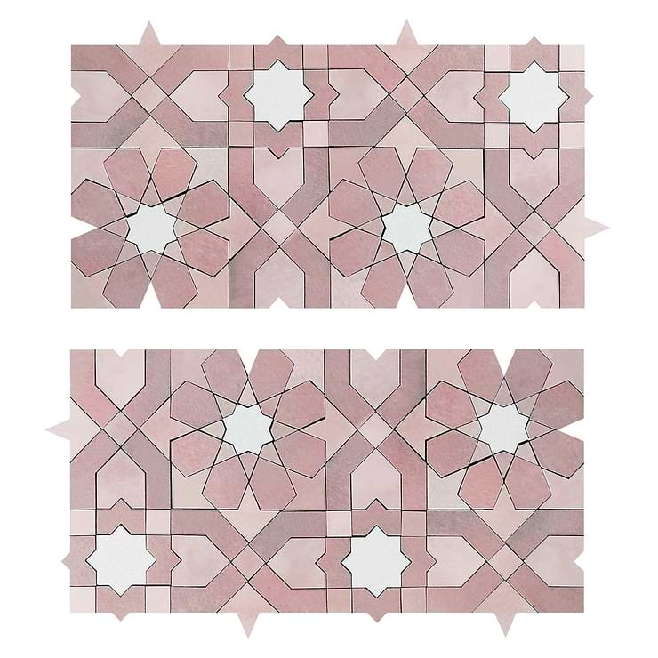 Cantico Fes Terracotta Rosa Mixed Polished Lava Stone and Cement Mosaic Tile