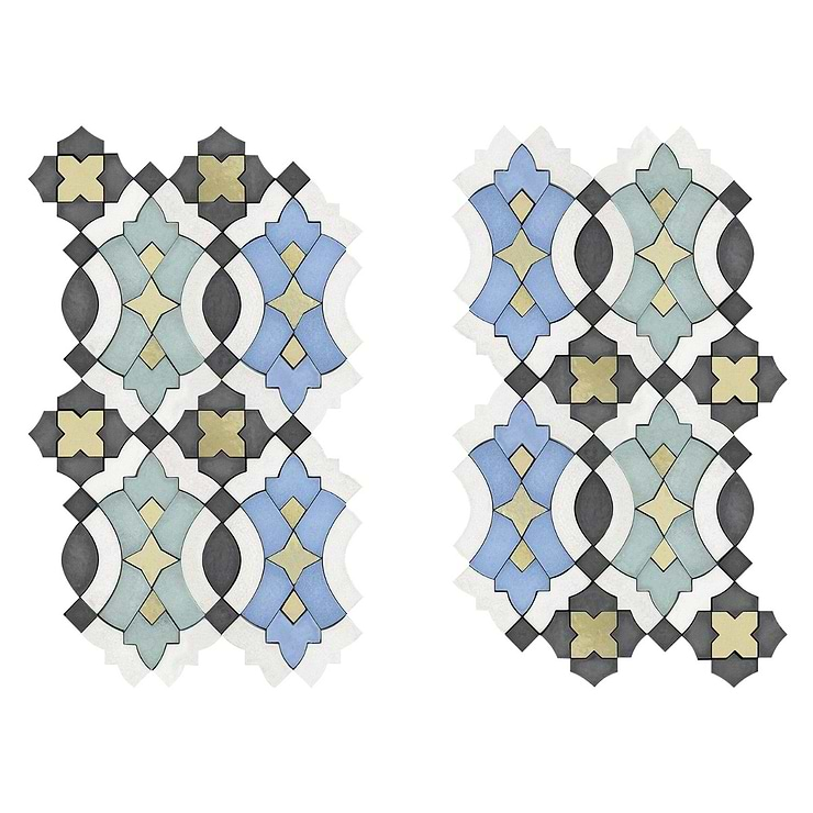 Cantico Nador Multicolor Mixed Finish Lava Stone and Cement Mosaic Tile