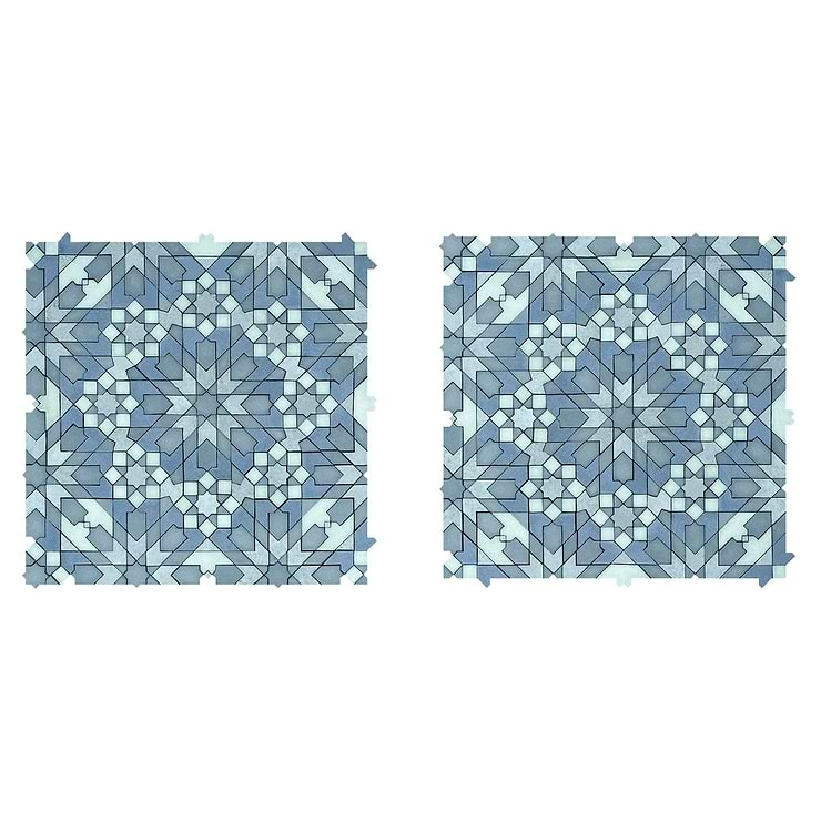 Cantico Taza Ocean Blue Mixed Finish Lava Stone and Cement Mosaic Tile