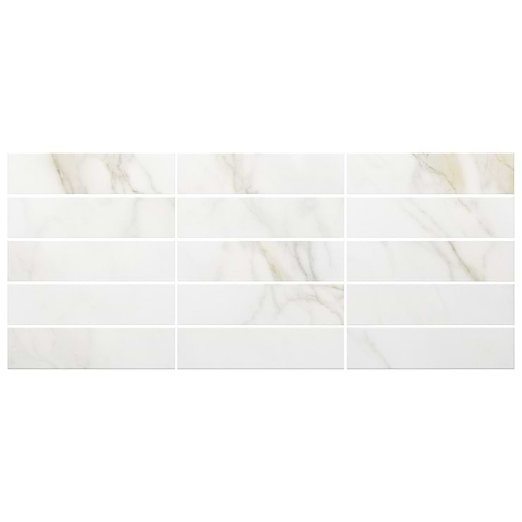 Amalfi Calacatta White 3x12 Polished Ceramic Tile