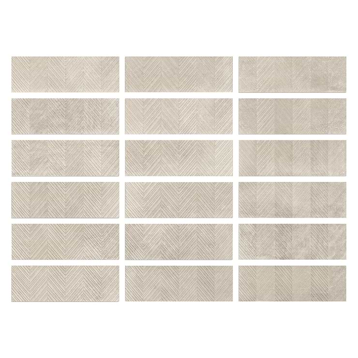 Stoneside Cream Beige Chevron 12x36 Matte Ceramic Tile