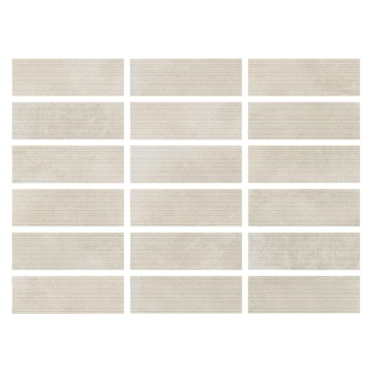 Stoneside Cream Beige Deco 12x36 Matte Ceramic Tile