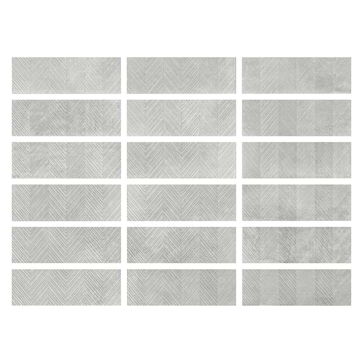 Stoneside Pearl Gray Chevron 12x36 Matte Ceramic Tile