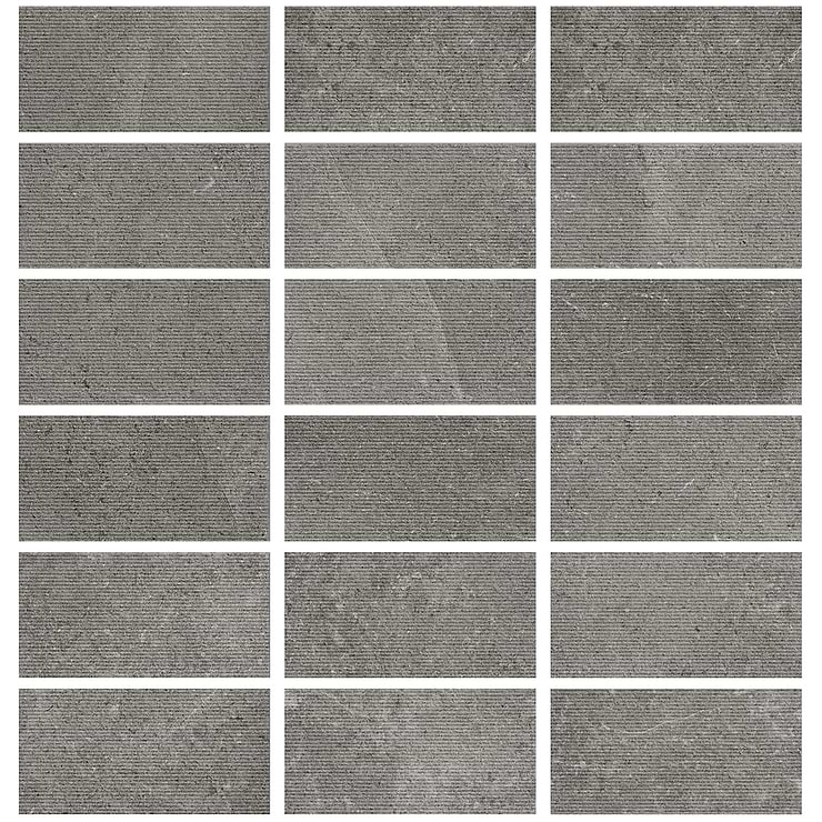 New Rock Fossil Dark Gray 12x24 Chiseled Limestone Look Matte Porcelain Tile 