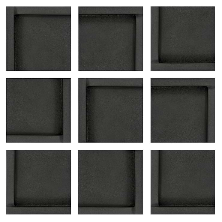 Roller Cross Black 4x4 3D Handmade Matte Ceramic Tile