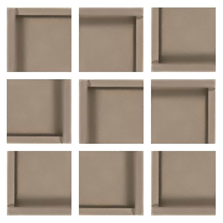 Roller Cross Taupe 4x4 3D Handmade Matte Ceramic Tile