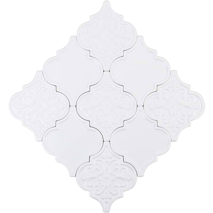 Byzantine Arabesque Bianco Ceramic Wall Tile