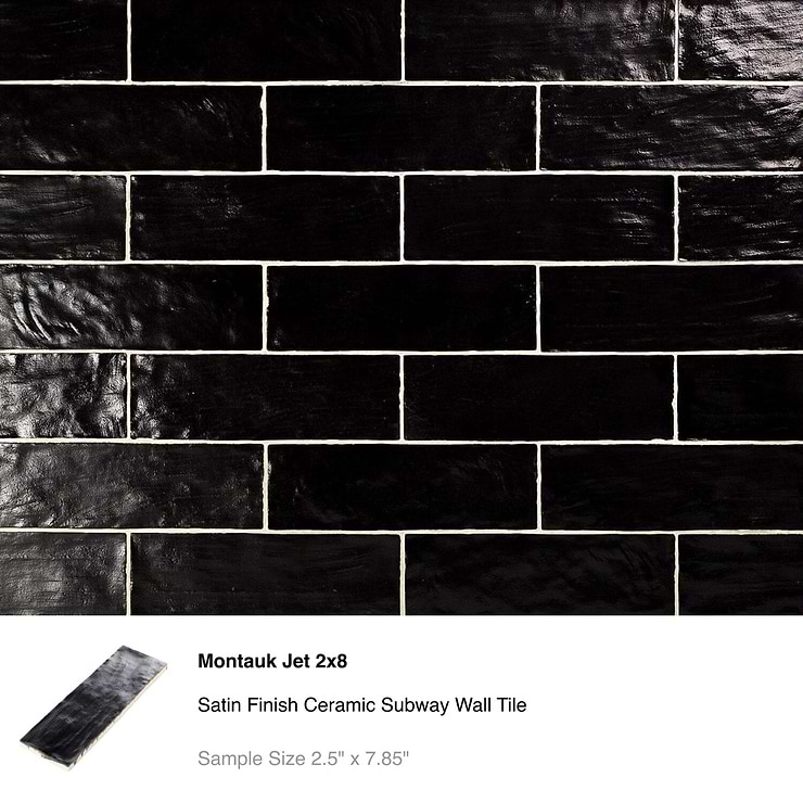 Top Selling Black Ceramic- Porcelain And Glass Subway Tiles Sample Bundle (5)