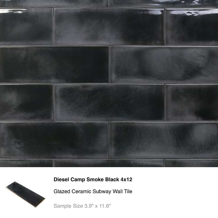 Top Selling Black Ceramic- Porcelain And Glass Subway Tiles Sample Bundle (5)