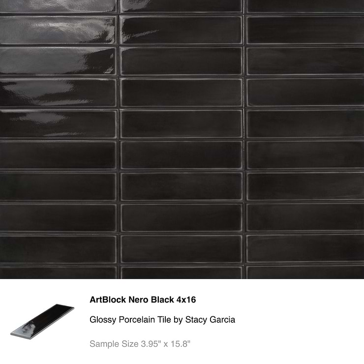 Top Selling Black Ceramic- Porcelain And Glass Subway Tiles Sample Bundle (5)