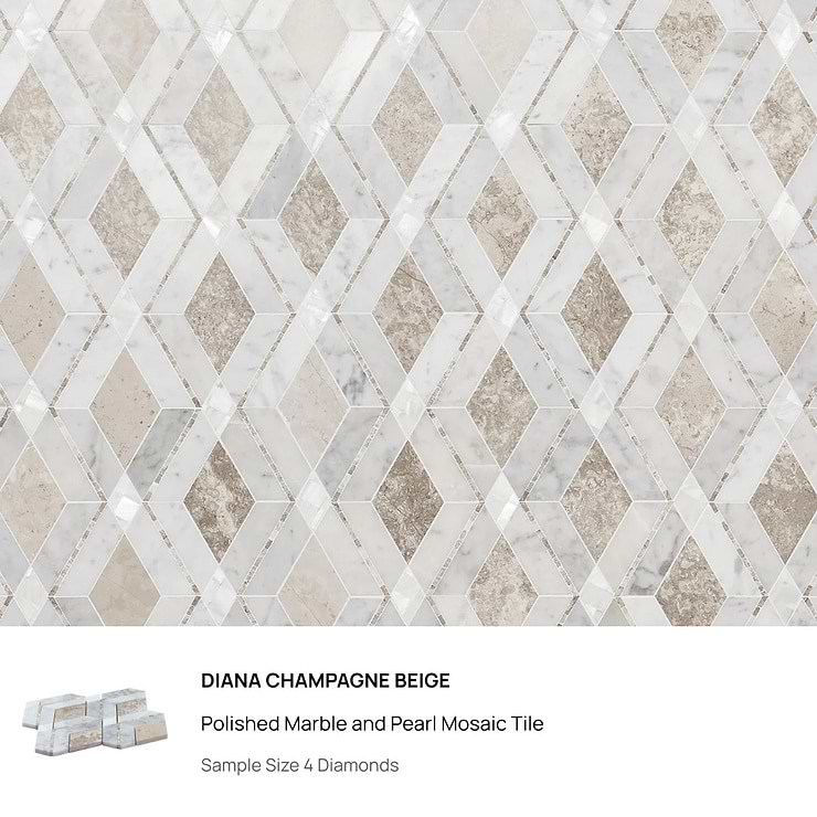 Top Selling White & Beige Marble Mosaic Tiles Sample Bundle (5)