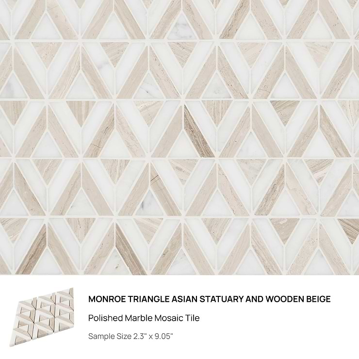Top Selling White & Beige Marble Mosaic Tiles Sample Bundle (5)