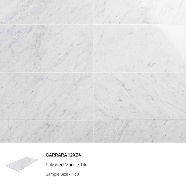 Top Selling White Marble 12x24 Bathroom Tiles Sample Bundle (5)