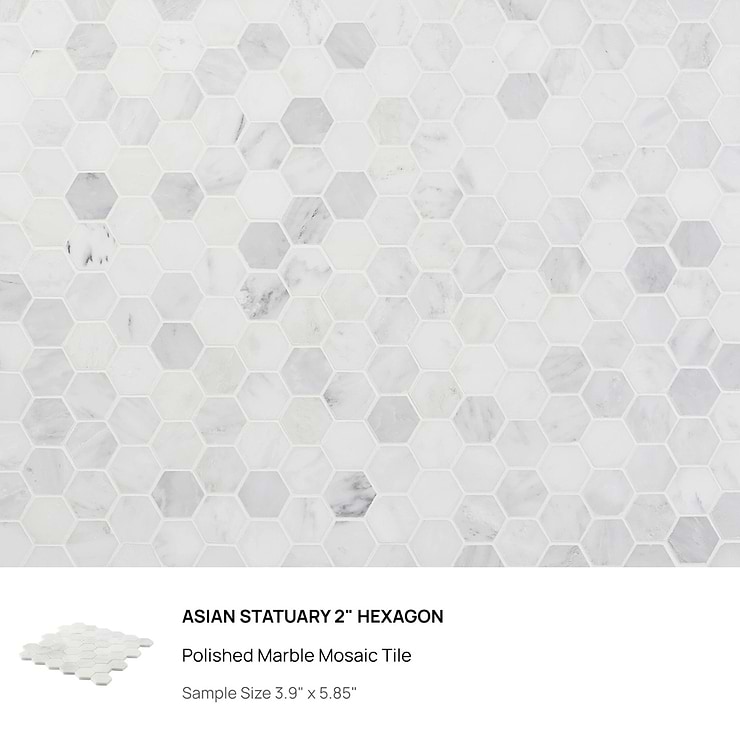 Top Selling White Marble Hexagon Mosaic Tiles Sample Bundle (5)