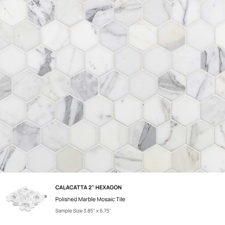 Top Selling White Marble Hexagon Mosaic Tiles Sample Bundle (5)